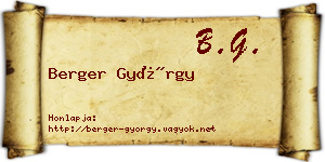Berger György névjegykártya