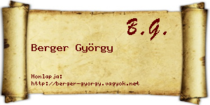 Berger György névjegykártya